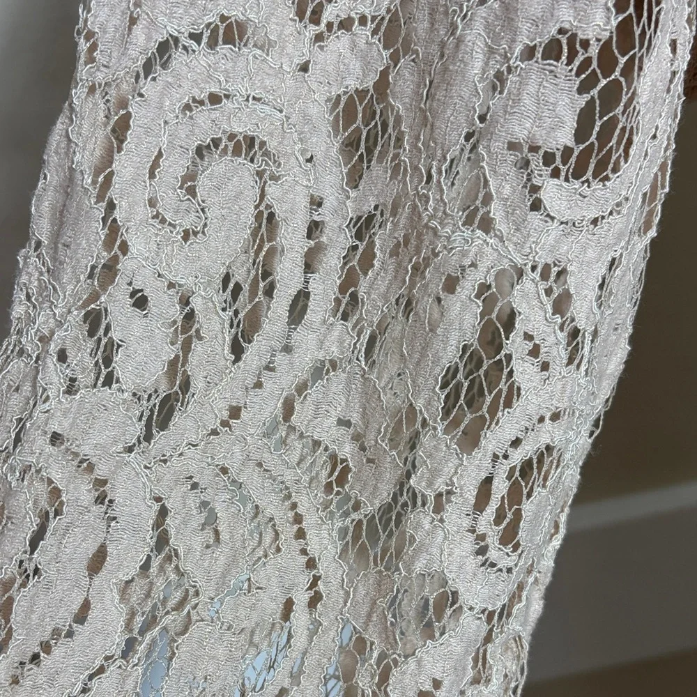 Chic Lace Blouse - Beige with Gold Accent in Lace - Picture 3 of 6